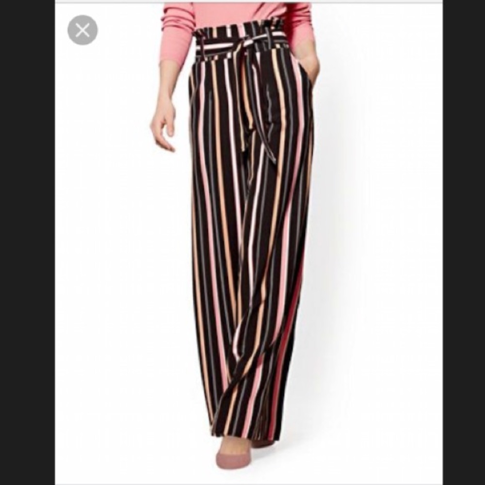 Multi-Colored Striped ‘PaperBag Top’ Palazzo Pants